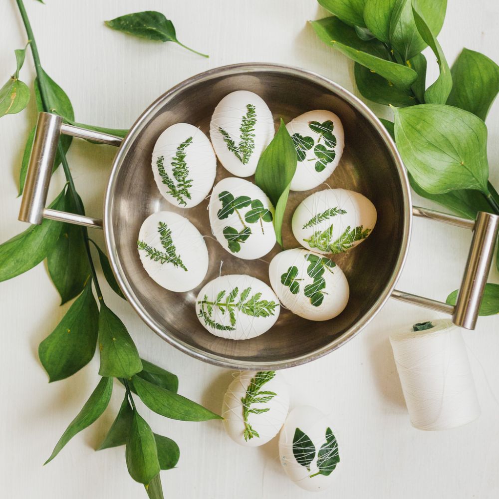 Easter egg grass leaves