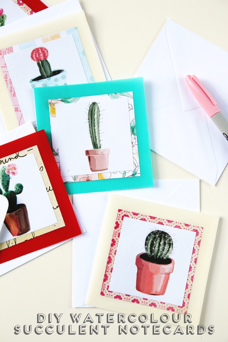 Diy watercolour succulent notecards