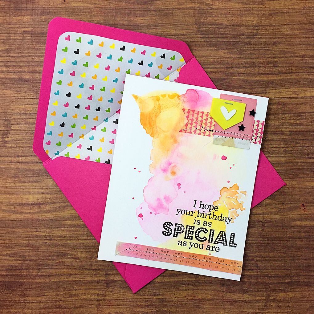 Splash of watercolor birthday card diy