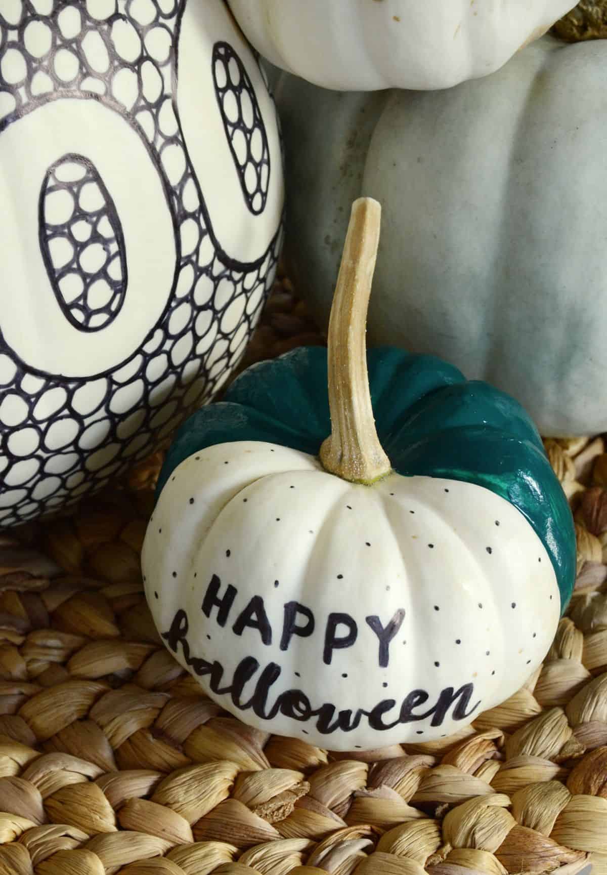 Diy black and white patterned pumpkin happy halloween