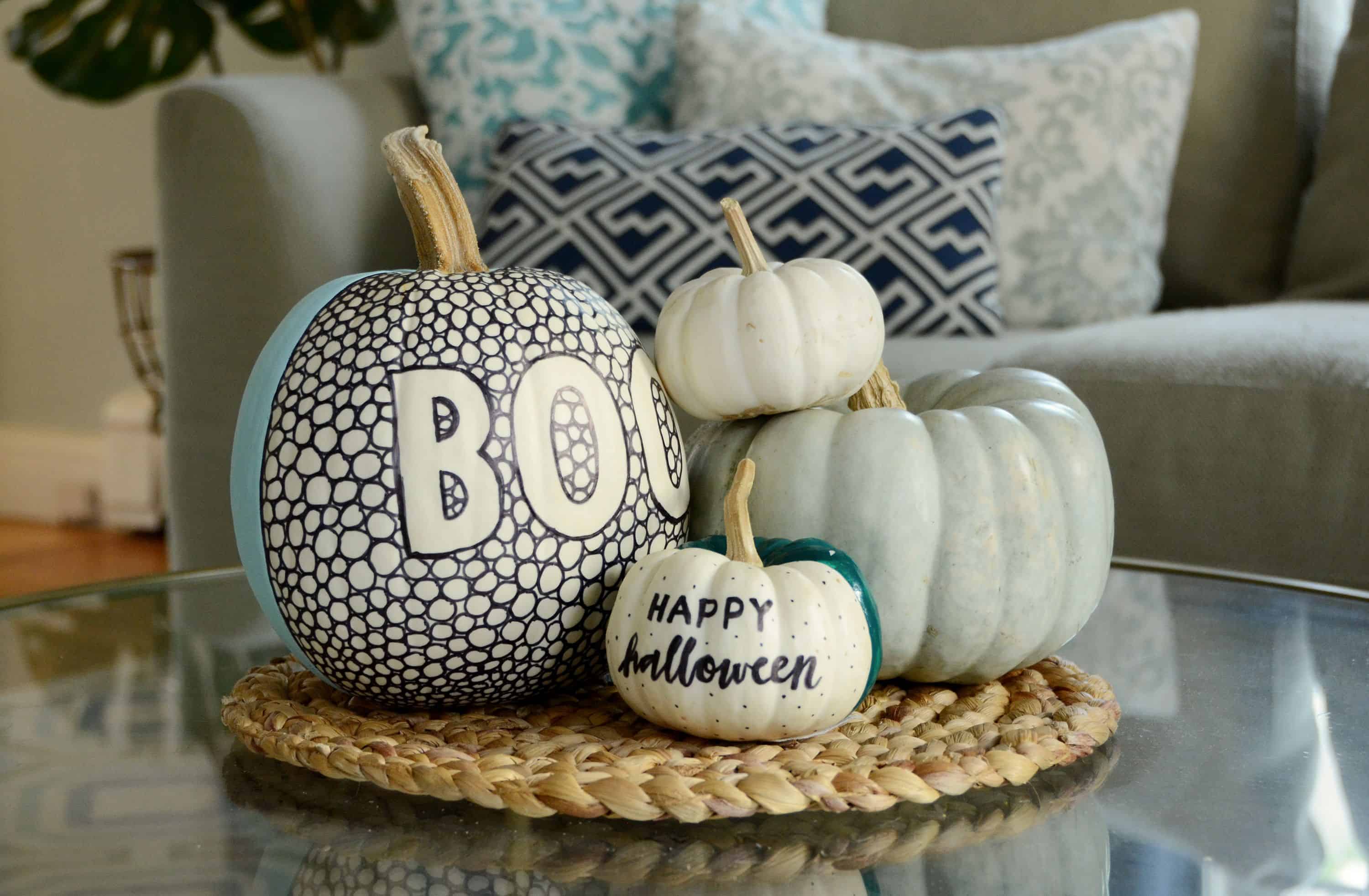 Diy black and white patterned pumpkin