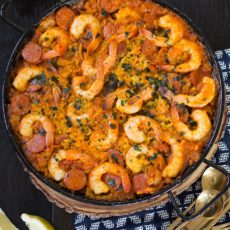 Shrimp and chorizo paella