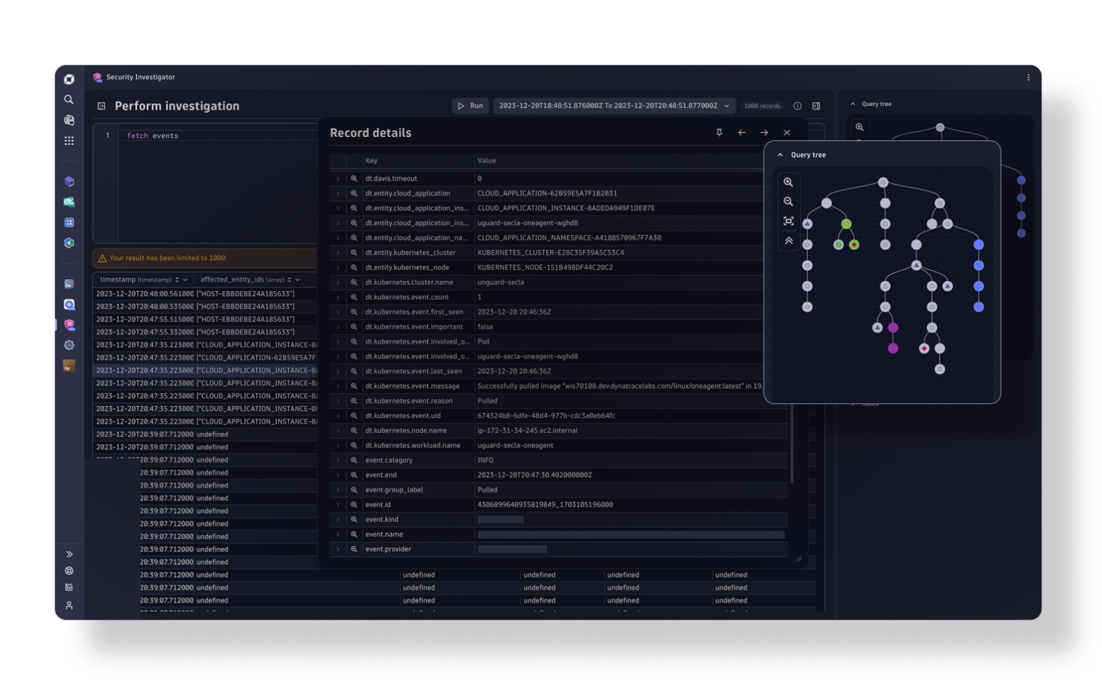 Security analytics screen