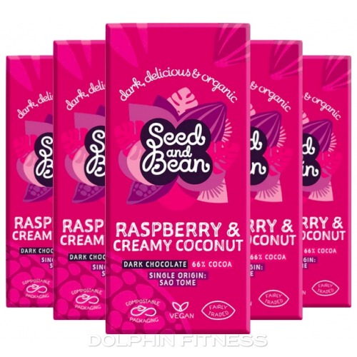 Seed & Bean Extra Dark Chocolate Coconut & Raspberry 66% Cocoa (10 x 75g)