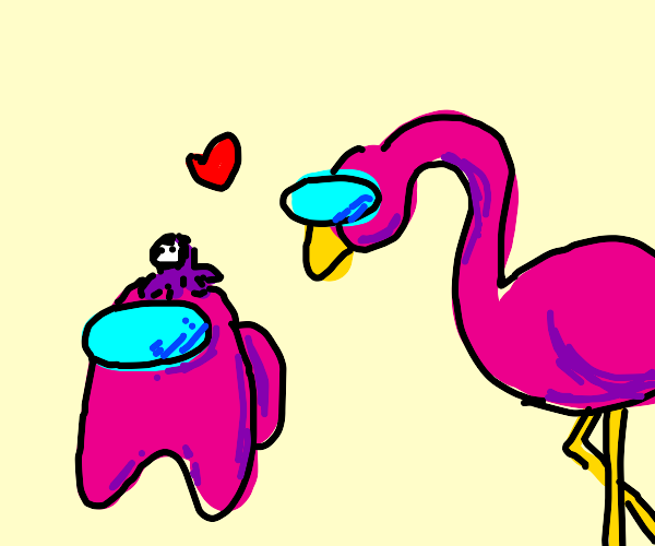 pink flamingo in love