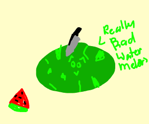 chopping watermelon in half