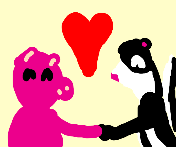 A pig and a skunk share a deep romantic love