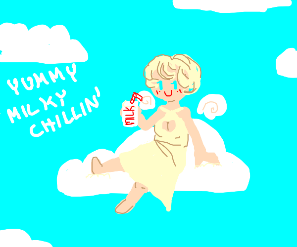 angel drinks yummy milk