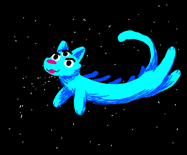 alien cat floats thru space