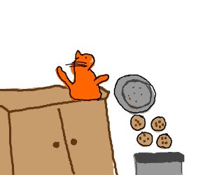 Cookies falling in trashcan