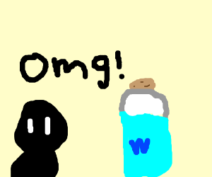 someone saying OMG to a water bottle