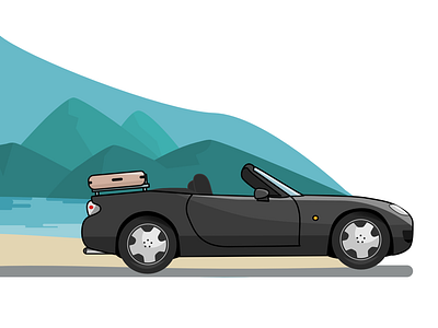 MX5 roadtripping adventure affinitydesigner driving flat holidays illustration island miata mx5 roadtrip sportcar vector