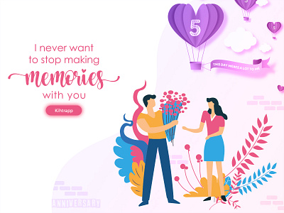 😍5th Anniversary😍 5 5 years 5th anniversary anniversary best couple best design couples couplesgoals flatdesign floral design flower illustraion made for each other memorial day memories minimal reminder trendy