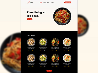 Pasta place landing page design black food food menu food website graphic design home pahge landing landing page menu pasta product design red restaurant restaurant website ui ux website website design website inspo