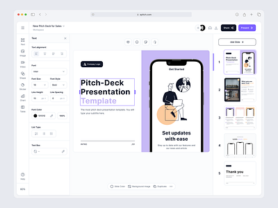 Presentation Builder - Dashboard app builder app design builder components dashboard design dipa inhouse drag drop interface minimal no code no code platform product product design saas startup ui ui design user interface web app