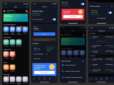 Naga NGC Feature - iOS app components dark mode feature ios ios design mobile mobile design mobile screen naga naga trader ngc platform social trading trade trading ui user expirience user interface ux