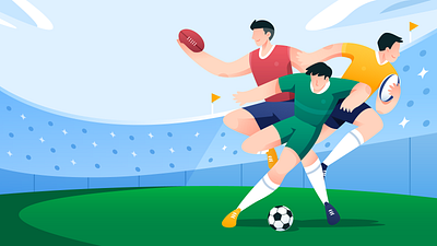 Sports Website Illustration branding championship character design flat illustration football graphic design illustration illustrations landing page league sports tournament website