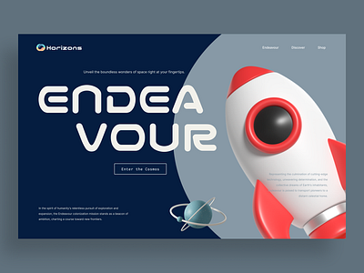 Endeavour Space Travel - Website Design dark mode design futuristic space travel spacecraft spaceship travel ui concept web design website website concept