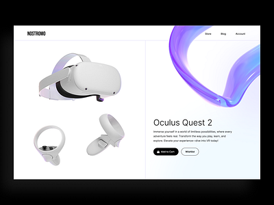 Nostrome VR Store - Website Design Concept design exploration desktop design ecommerce gaming gaming store minimalistic pdp product page sophisticated ui store ui ui concept vr vr store