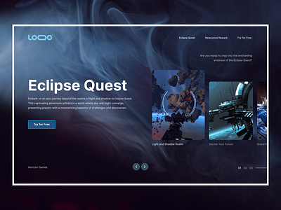 Eclipse Quest - Website Design Concept dark mode desktop design desktop ui gallery game showcase gaming landing page online store showcase ui inspo website landing page website ui design