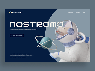 Nostromo Space Exploration Landing Page Design dark mode dekstop design desktop design futuristic landing page space travel travel ui ui design ui inspo ui ux uiux design ux design website website design