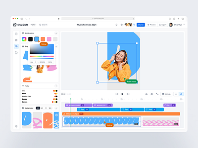 SnapCraft - Drag & Drop Content Creation Dashboard b2b collaboration content creation dashboard design dipa inhouse drag drop editor management media no code product design saas social media marketing startup tool ui ui design video editor web app