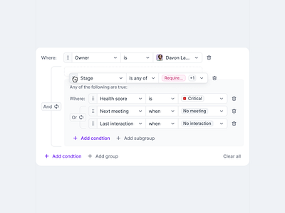 Conditional filters clean conditional filters data data filters drag filters logic logic filters minimal saas saas filters sales table filters ui ux