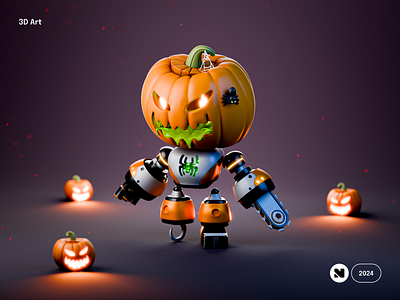 Halloween Pumpkin 3D 3d 3d art 3d illustration art blender cartoon character design design graphic design halloween illustration pumpkin render scary trick or treat