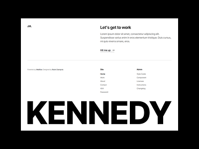 Kennedy Portfolio Template - Footer Section footer section minimal minimal footer minimalist portfolio portfolio template web design webflow portfolio webflow template