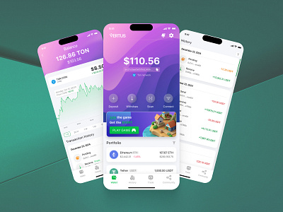 Vertus Crypto Wallet Design crypto crypto dashboard crypto trading crypto wallet crypto wallet app crypto wallet ui cryptoapp cryptocurrency defi finance financial mobile app design mobile application mobile ui mobile uiux mobileapp saas saas mobile app design ui ux web3