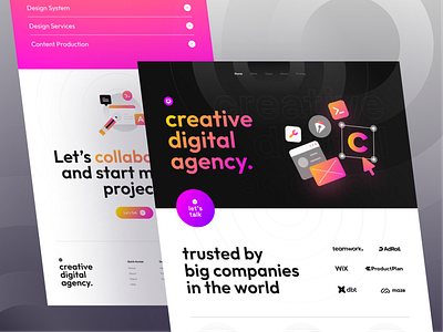 Digital Agency Website UI Design gradient graphic design illustrations landing page minimalist modern ui user interface ux web design