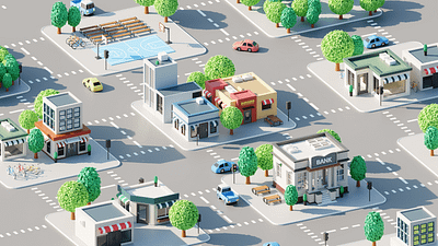 City Environment 3D Illustration 3d 3d art 3d concept 3d design 3d illustration 3d modelling 3d ui blender c4d cinema4d colorful design editorial geometric illustration isometric octane render set