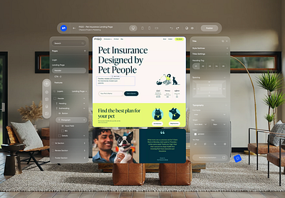 Website Builder - Apple Vision Pro 3d ai apple ar css drag and drop glass morphism spatial vision vision pro vr webflow website builder