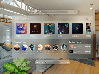 Apple Vision Pro: Music Player UI apple design apple music apple vision pro ar augmented reality glassmorphism ios music player music player ui music ui player saas design saas web app seative seative digital vision os vision pro vision pro kit vision pro ui webapp design