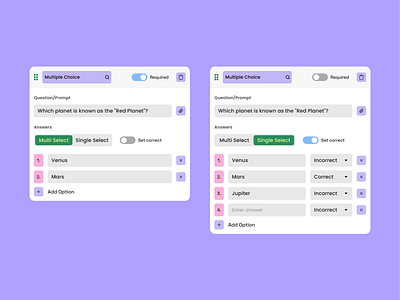 Multiple choice form builder admin app automation builder component design system file upload form input interaction light mode multiple choice product product design prompt question quiz text input ui ui kit