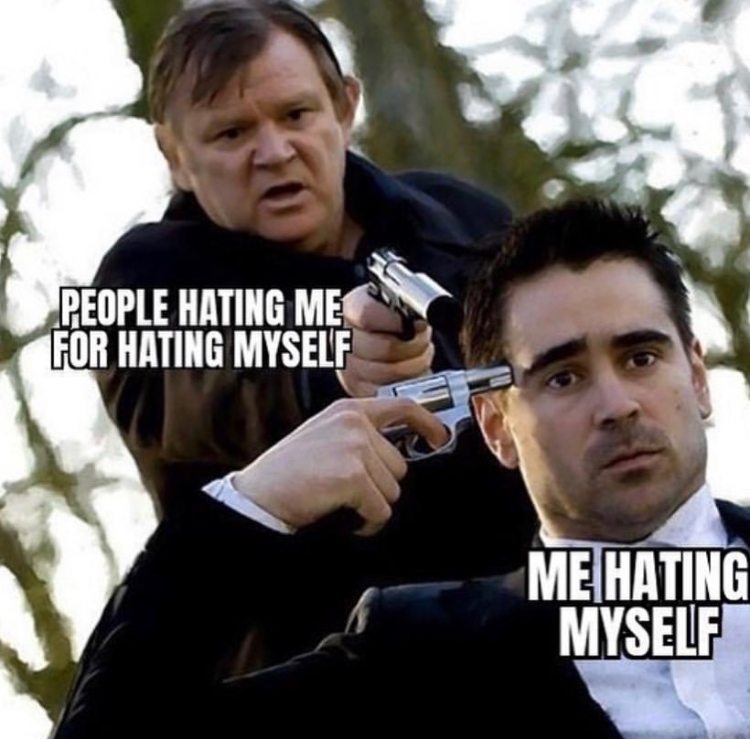 colin farrell brendan gleeson in bruges - People Hating Me For Hating Myself Me Hating Myself