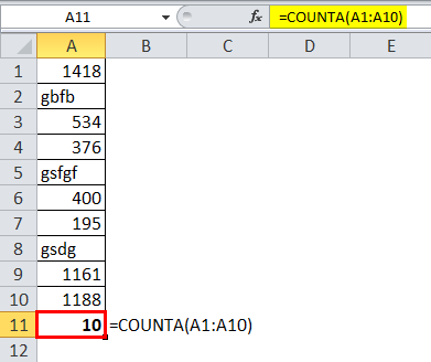 COUNTA Function 1-2