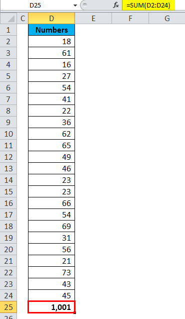 Sum Formula 1-7