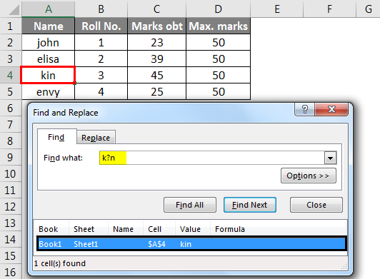 find in excel method 1-8