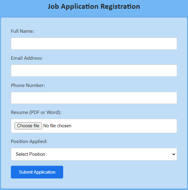 Job application form