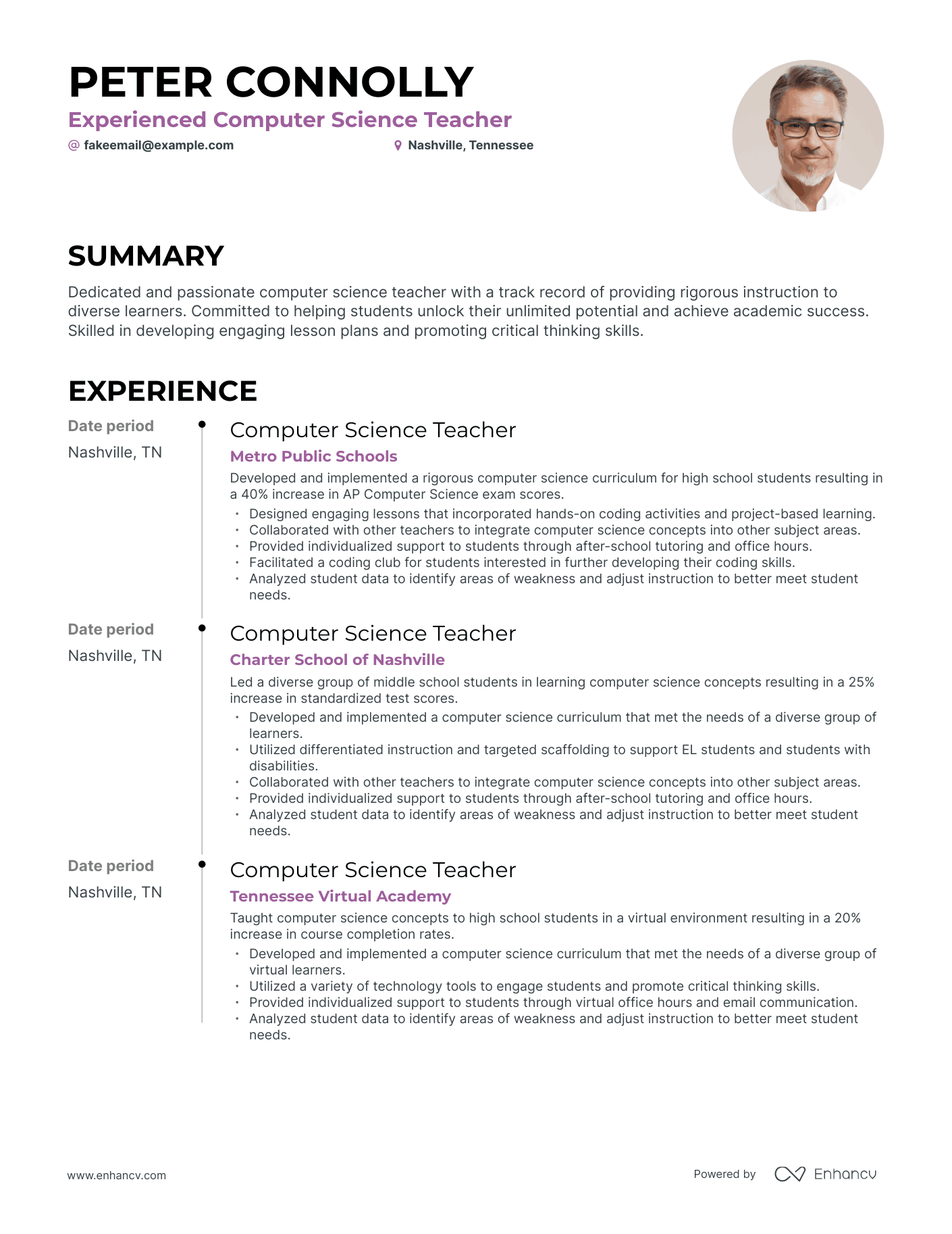 Science Teacher Resume Examples