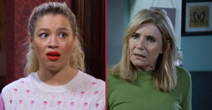 Composite of Anna and Cindy on EastEnders, both looking shocked (Credit: BBC/Composite: ED!)