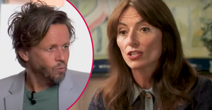 Michael Douglas and Davina McCall speaking on camera