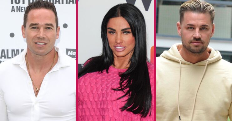 Split image of Kieran Hayler, Katie Price and Carl Woods