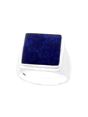 Square Sterling Silver Ring with Lapis Lazuli Stone