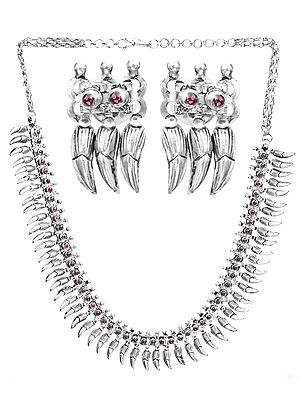 Flower Buds Necklace with Earrings Set (South Indian Temple Jewelry)