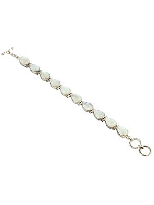 Rainbow-Moonstone Studded Sterling Silver Bracelet