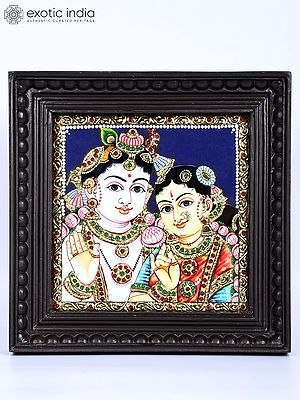 Radha Krishna | 24 Karat Gold Work | Framed Tanjore Painting