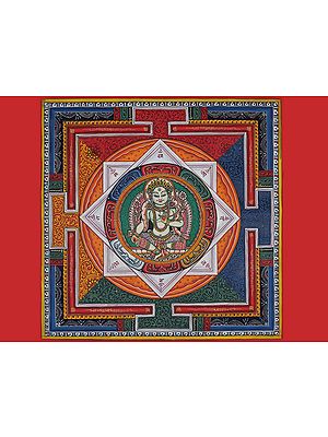 Newari Green Tara Mandala (Brocadeless Thangka)