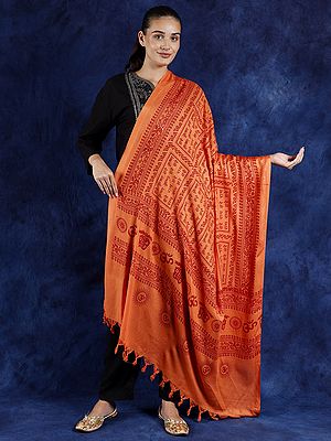 Hare Ram Hare Krishna Prayer Shawl from Banaras | Poly Cotton Religious Clothes